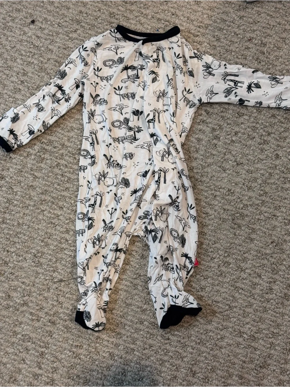 Magnetic Me Footed One-Piece with Black Nature Print